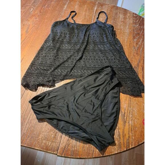 New Women’s XXL Black Lace Tankini Swimsuit Bathing Suit - Picture 1 of 6